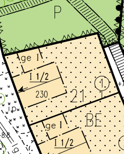 Illustration över tomtområde 21 1 stadsplan