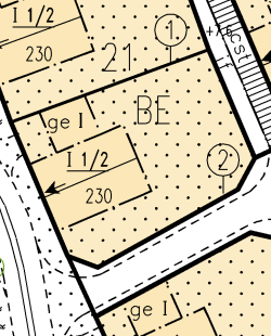 Illustration över tomtområde 21 2 stadsplan