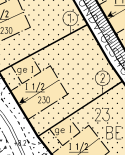 Illustration över tomtområde 23 2 stadsplan