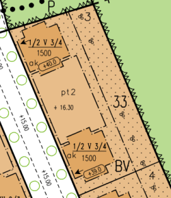 Illustration över tomtområde 33 3 Stadsplan