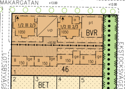 Illustration över tomtområde 46 1 stadsplan