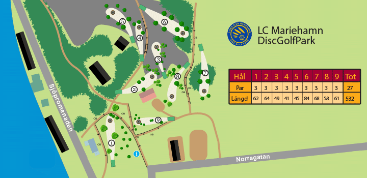 Karta över discgolfbanan