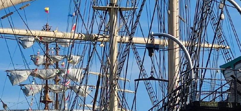 Bild på segelmaster i hamnen