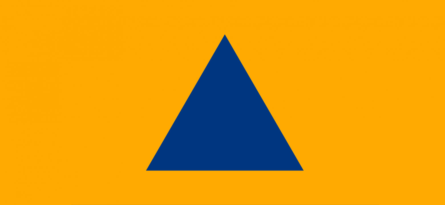 En blå triangel på orange bakgrund