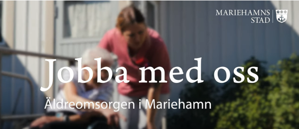 Skärmklipp från videon "Jobba med oss - Äldreomsorgen i Mariehamn".